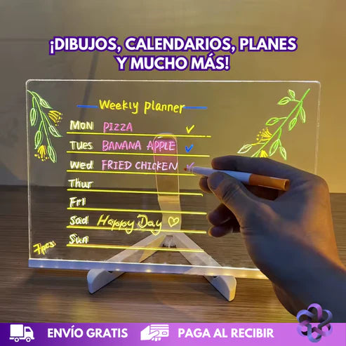 ShineBoard™ Pizarra Acrílica con Luz LED 30x20cm