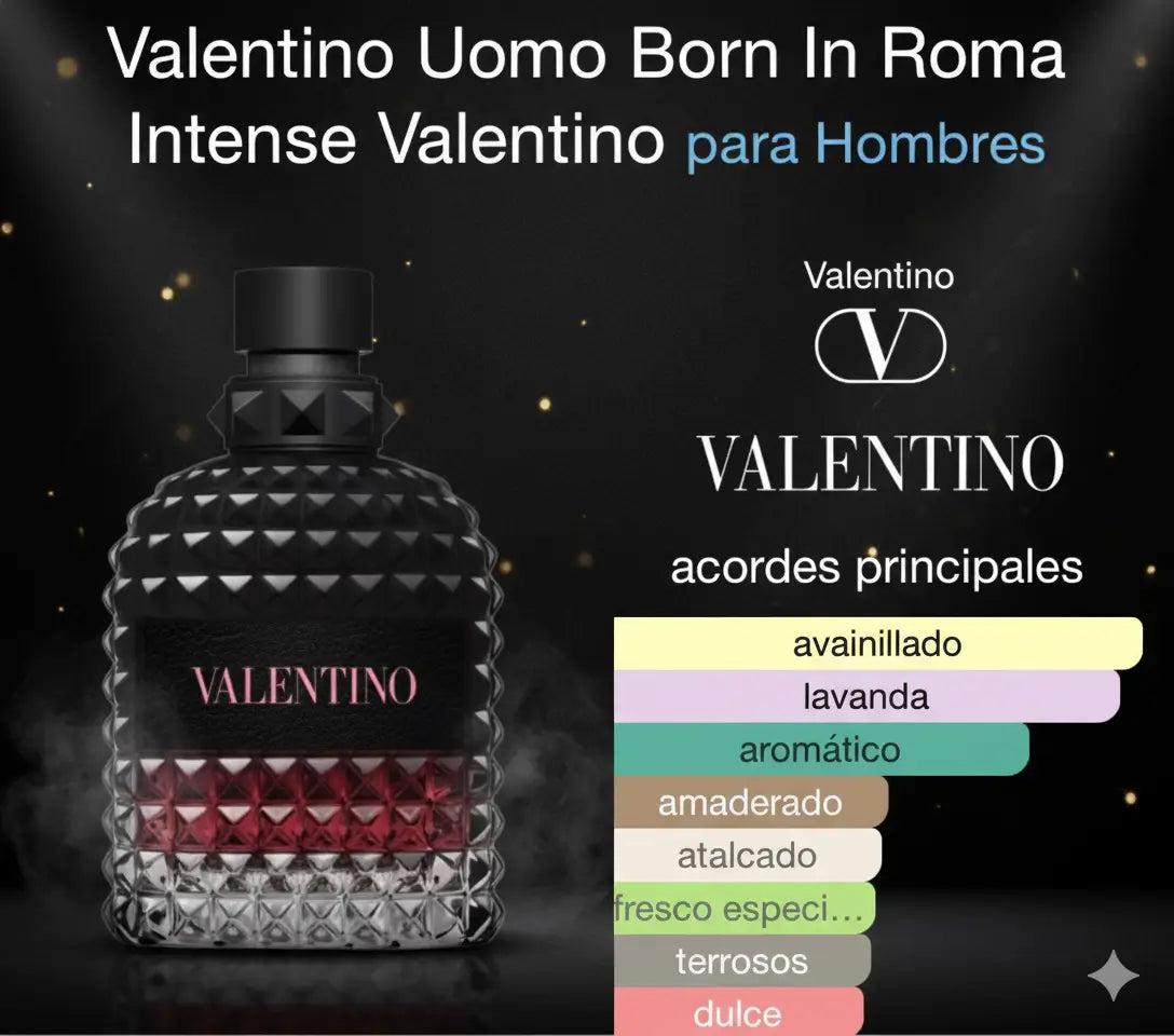 Valentino Uomo Born In Roma Intense 100ML para Hombre • Obsequio: Reloj Exclusivo + pulsera + caja de lujo.