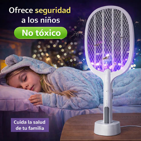 💪 Adiós Mosquitos Sin Químicos🦟 Raqueta Matamosquitos + puerto de carga + cable usb.