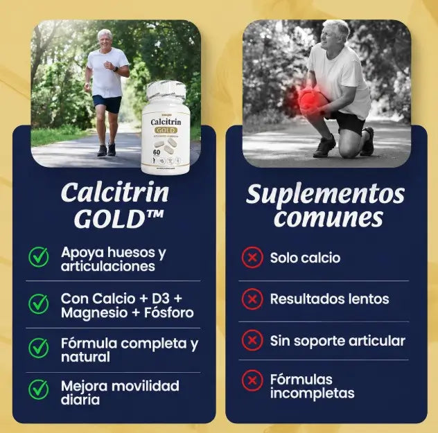 Calcitrin Gold Original ® alivia el dolor agudo en articulaciones, regenera tejidos y desinflama el nervio ciático.