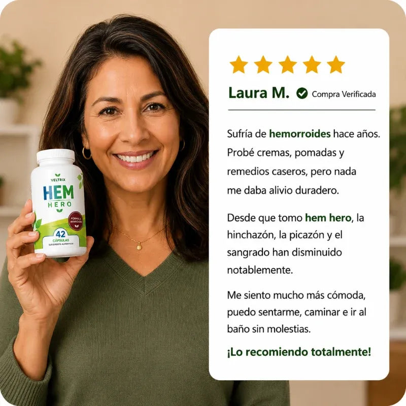 Hem Hero - Tratamiento para hemorroides – Reduce la hinchazón, calma la picazón y la irritación – 100% natural – 42 cápsulas