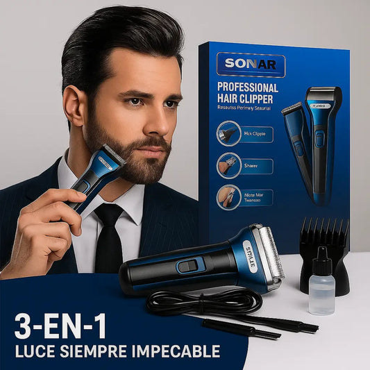 BarberMax™ Afeitadora 3 en 1: Precisión total para barba, cabello, nariz y pecho.
