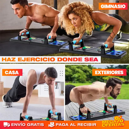 Tabla de Flexiones fortalece y define pecho, hombros, tríceps y espalda.