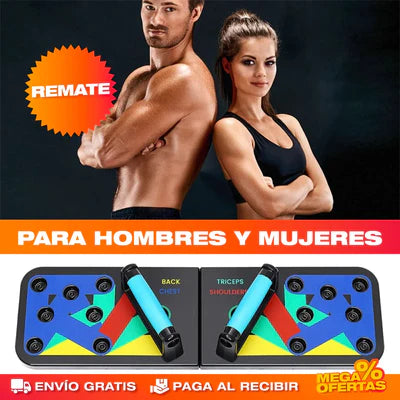 Tabla de Flexiones fortalece y define pecho, hombros, tríceps y espalda.