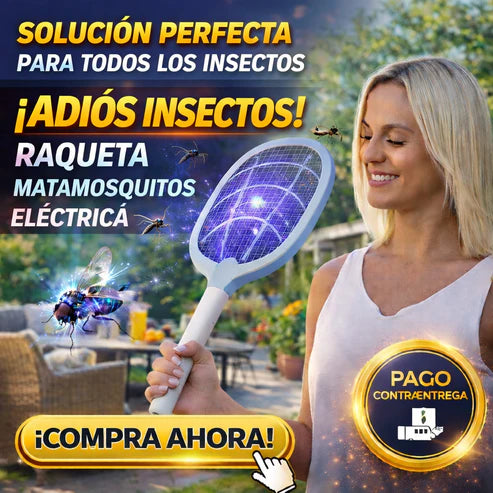 💪 Adiós Mosquitos Sin Químicos🦟 Raqueta Matamosquitos + puerto de carga + cable usb.