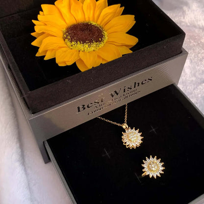 Set girasol (Collar + Anillo) + Estuche de Girasol Incluido
