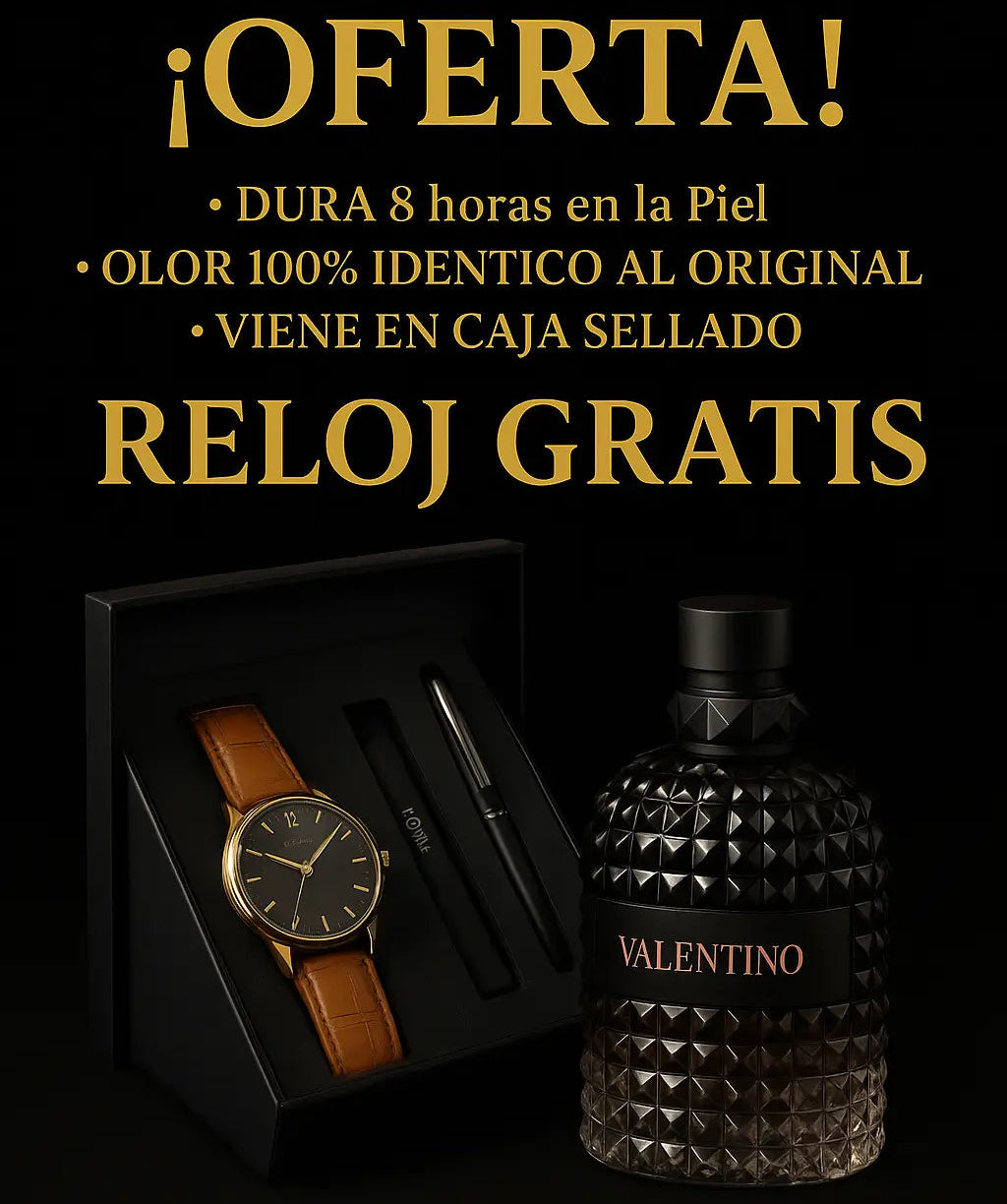 Valentino Uomo Born In Roma Intense 100ML para Hombre • Obsequio: Reloj Exclusivo + pulsera + caja de lujo.