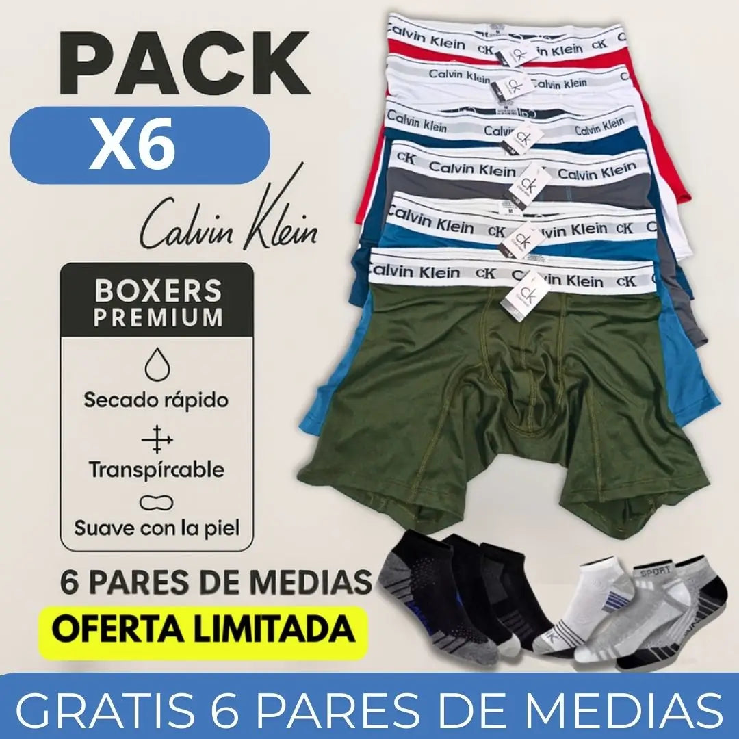 PACK 6 boxers Calidad Premium ® GRATIS 6 MEDIAS Promoción limitada.