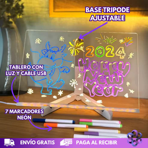 ShineBoard™ Pizarra Acrílica con Luz LED 30x20cm