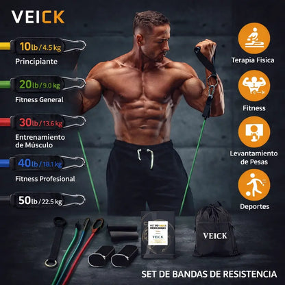 Veick®  Kit de de 11 piezas Entrena y tonifica en casa sin pagar mensualidades de gym.