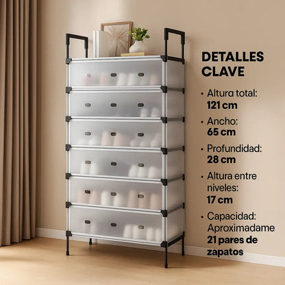 Multi® Zapatero de 6 Niveles con Tapa Antipolvo.