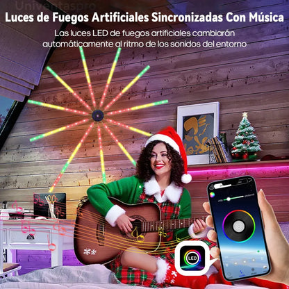 Luces LED de fuegos artificiales con control remoto
