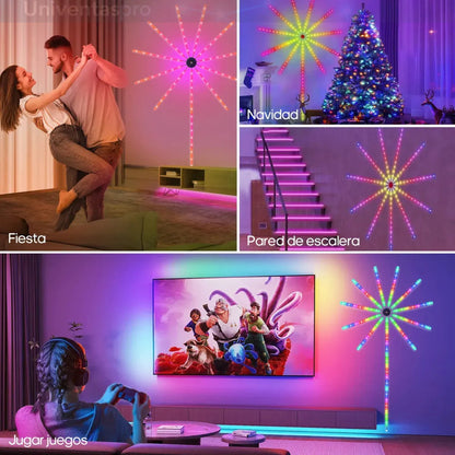 Luces LED de fuegos artificiales con control remoto