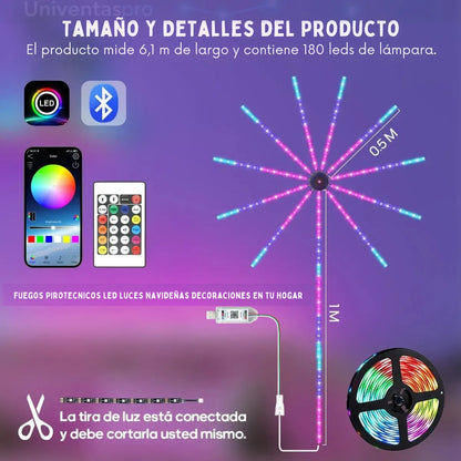 Luces LED de fuegos artificiales con control remoto