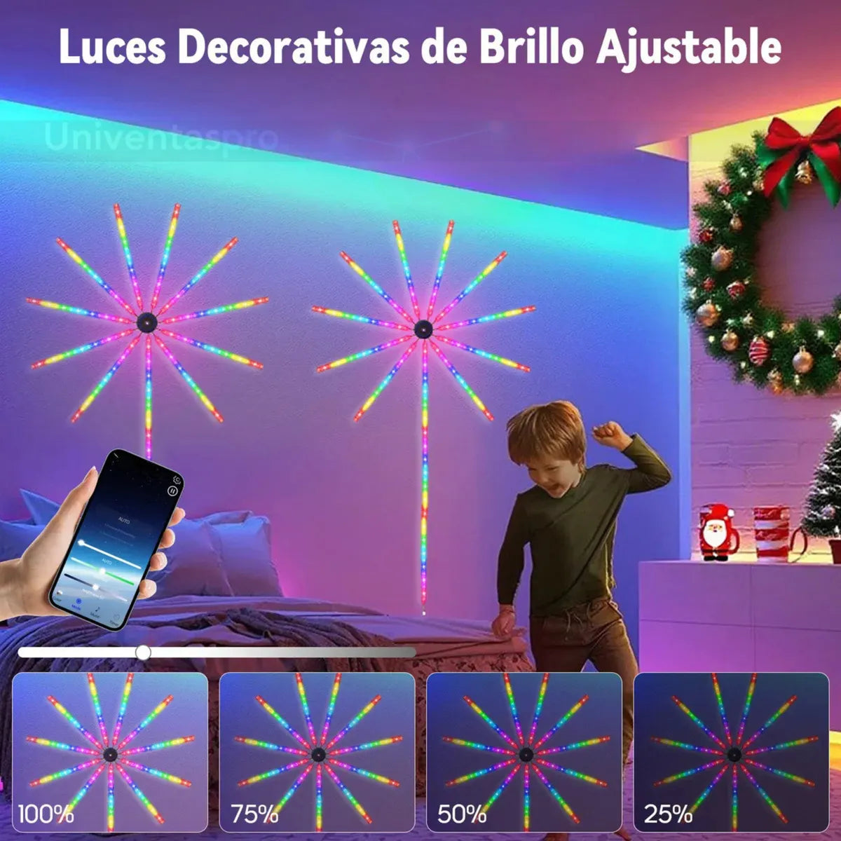 Luces LED de fuegos artificiales con control remoto