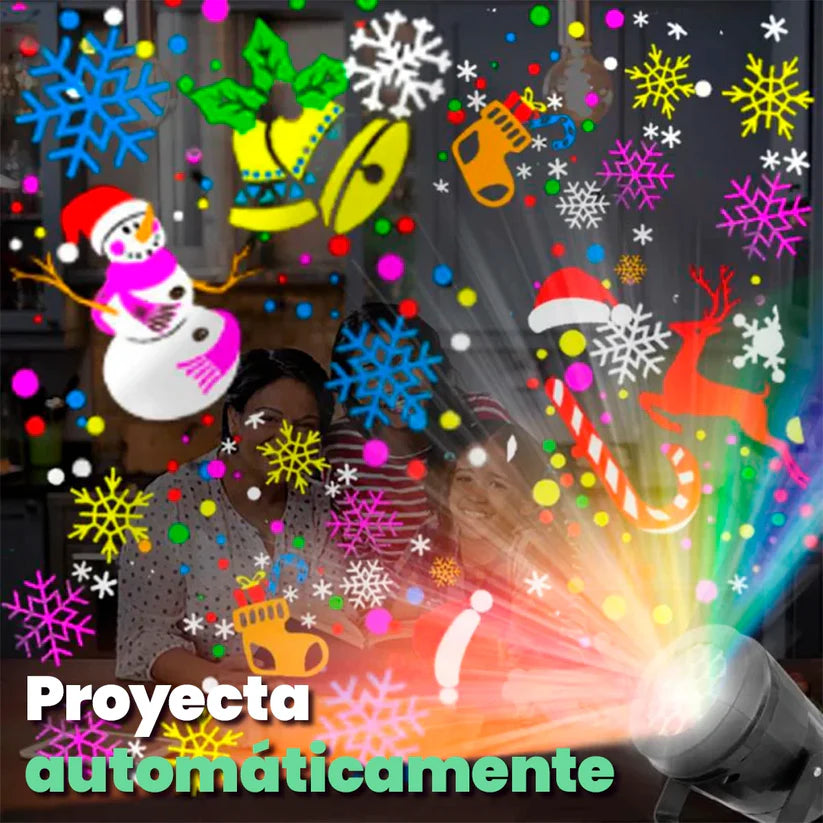 Proyector Navideño con 16 Figuras Navideñas – Decora tu hogar sin complicaciones