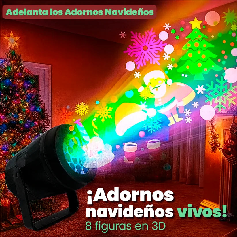 Proyector Navideño con 16 Figuras Navideñas en 3D
