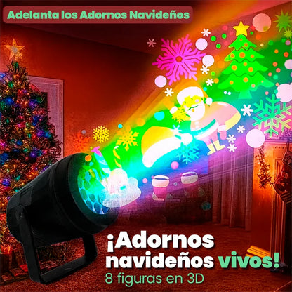 Proyector Navideño con 16 Figuras Navideñas en 3D