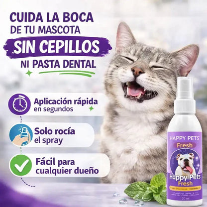 HAPPY PETS® 120ml- Evita infecciones, elimina el sarro y el mal aliento sin lastimar sus encías.