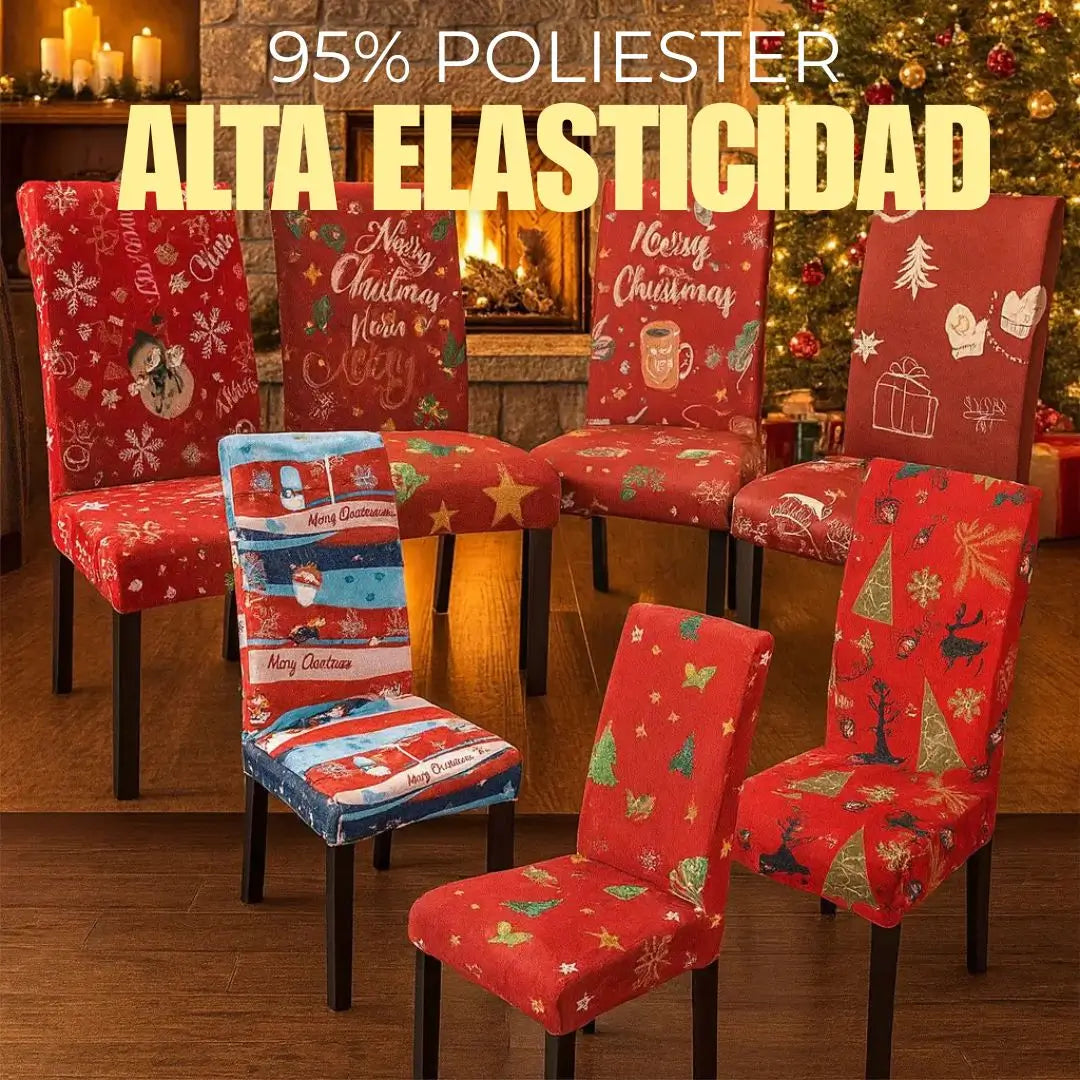 Set de 4 Forros Navideños elásticos para Sillas - 😍🎄PRODUCTO EN TENDENCIA 50% DE DESCUENTO.