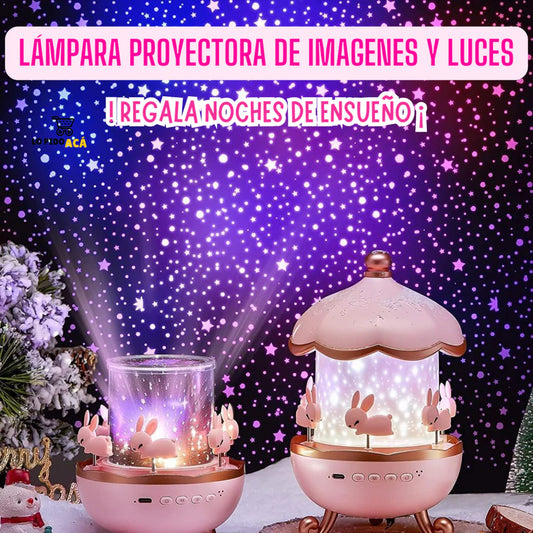 Proyector con luces giratorias y sonidos relajantes, !Gratis 12 películas de efectos intercambiables y control remoto¡