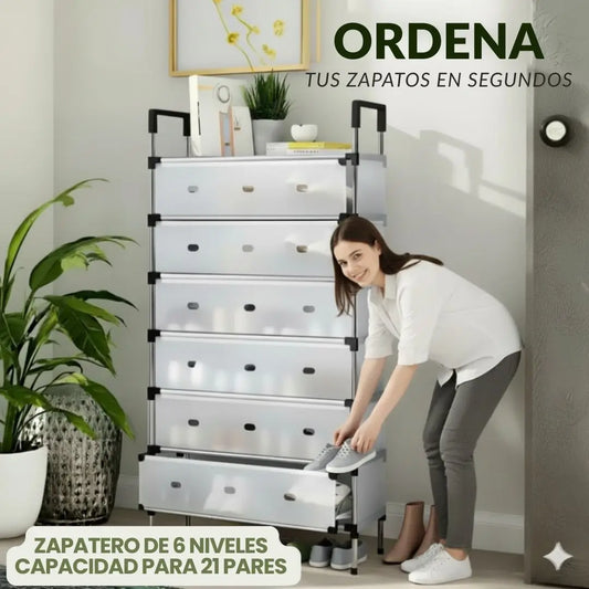 Multi® Zapatero de 6 Niveles con Tapa Antipolvo.