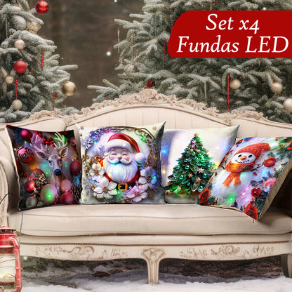 🎄Set de Fundas Navideñas con Luces LED Integradas. Paga 3 lleva 4✨