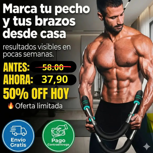 GymFlex Pro™ - Equipo de Gimnasio Portatil fortalece brazos, pecho y define los músculos.
