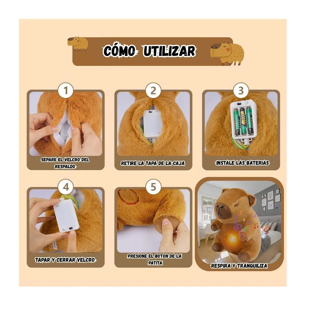Peluche Capibara Respira Y Tranquiliza con Sonido Musical
