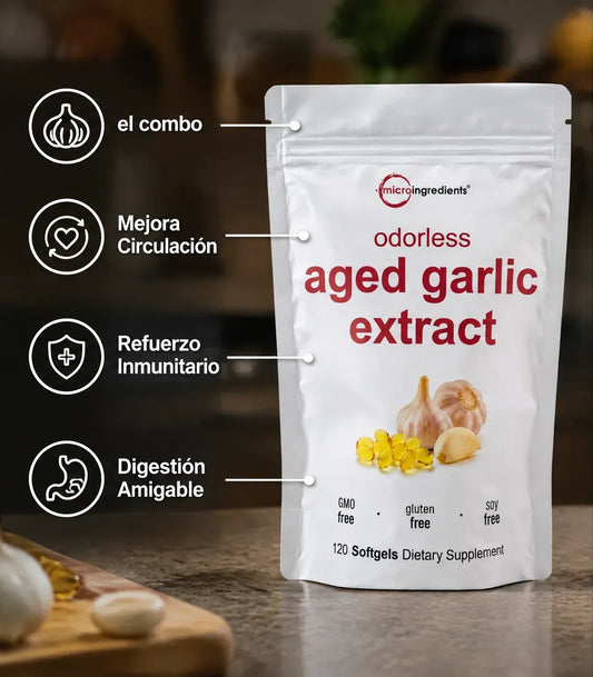 Extracto de Ajo Añejo - 120 Cápsulas Blandas sin Olor de 500 mg